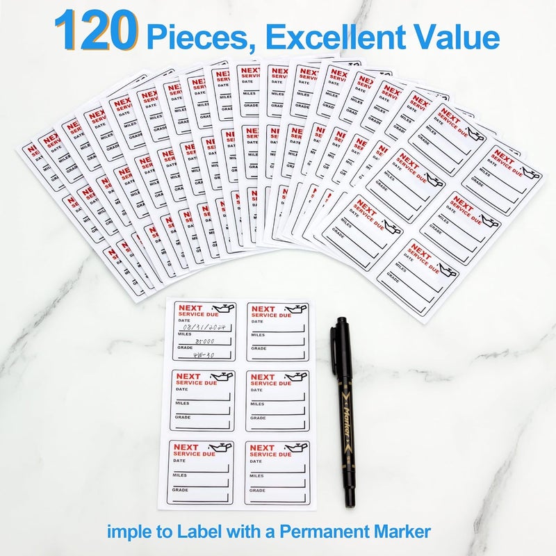 GUEER for Oil Change Sticker Static Cling, Clear Stickers 120 Pcs 2”x 2” Next Service Due Sticker for Windshield, Easy to Peel with No Residue for Car Auto Vehicle Window (Red1) - Image 3